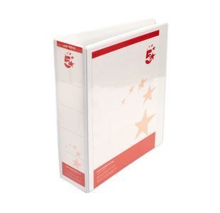 5 Star 4D-Ring Presentation Ring Binder A4 Polypropylene 65mm White (Pack of 10) 933112
