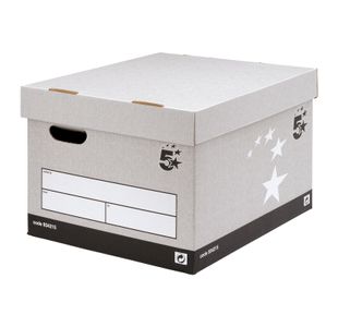 5 Star Storage Box with Lid Self-Assembly Extra Large 388x436x290mm Grey (Pack of 10) 934215