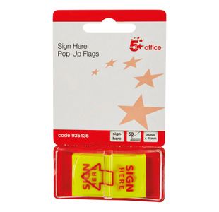 5 Star Sign Here Index Flags Tab with Red Arrow 46x25mm (Pack of 500) 935436