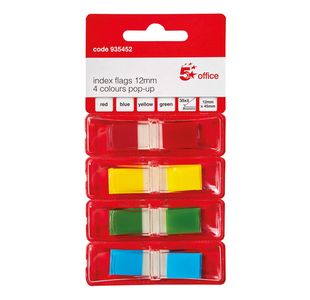 5 Star Index Flags 4 Bright Colours 12x45mm 35 Flags per Colour Assorted 935452