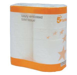 5 Star Luxury Toilet Rolls 2-Ply 120x96 White 4 Rolls per Pack (Pack of 10) 936488