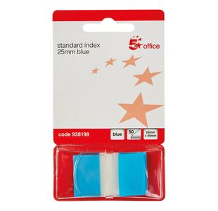 5 Star Standard Index Flags 25x45mm 50 Flags per Pad Blue 938198