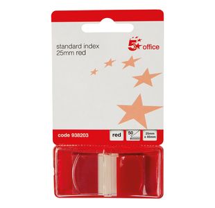 5 Star Standard Index Flags 25x45mm 50 Flags per Pad Red 938203