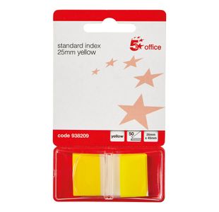 5 Star Standard Index Flags 25x45mm 50 Flags/Pad Ylw Pack of 5 938209