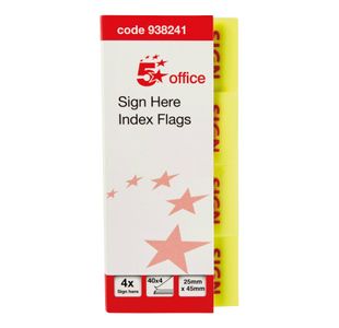 5 Star Sign Here Index Flags 25x45mm 40x4 160 Flags 938241
