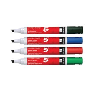 5 Star Drywipe Marker Chisel Tip Xylene/Toluene-free 2-5mm Line Wallet Assorted (Pack of 6) 938640