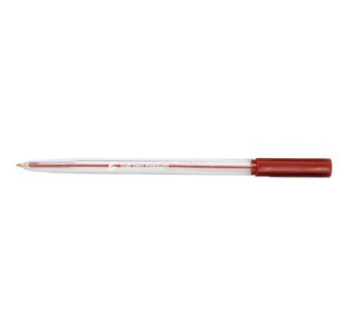 5 Star Ball Pen Medium 1mm Tip 0.7mm Line Clear Barrel Red (Pack of 20) 938659