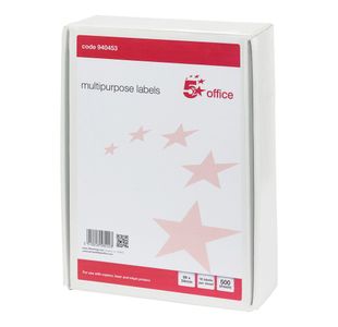 5 Star Multipurpose Labels Laser Copier Inkjet 99x34mm White (Pack of 8000) 940453