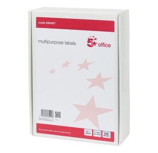 5 Star Multipurpose Labels Laser Copier Inkjet 64x38mm White (Pack of 10500) 940457
