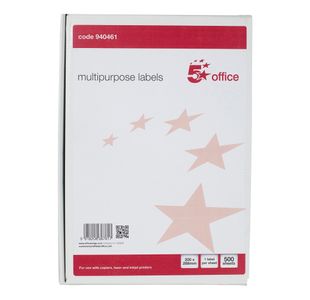 5 Star Multipurpose Labels Laser Copier Inkjet 200x288mm White (Pack of 500) 940461