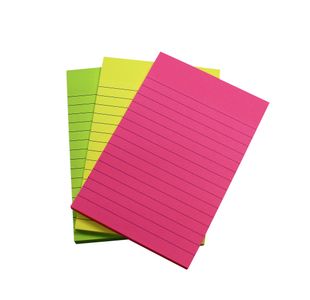 5 Star Extra Sticky Ruled Notes Repositionable 70gsm 150x101mm Assorted Neon (Pack of 3) 943356