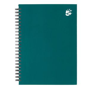 5 Star Wirebound Hardback Notebook Ruled A5 140 Page Teal (Pack of 5) 943453