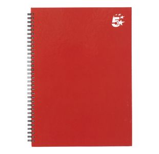 5 Star Wirebound Hardback Notebook Ruled A4 140 Page Berry (Pack of 5) 943466