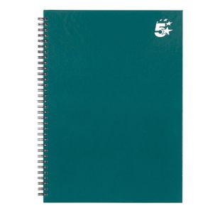 5 Star Wirebound Hardback Notebook Ruled A4 140 Page Teal (Pack of 5) 943474