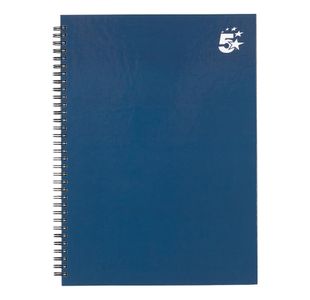 5 Star Wirebound Hardback Notebook Ruled A4 140 Page Indigo (Pack of 5) 943482
