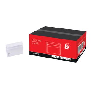 5 Star Recycled C6 Wallet Envelope Self Seal Lightweight 114x162mm White (Pack of 1000) H90019