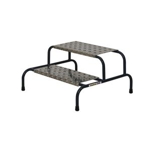 Climb-It Wide Work Steps with Chequer Plate 2 Tread and Platform Silver SWW02C
