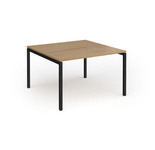 Connex Goal-Post 1200 x 1200 x 725mm Back to Back Desk (2 x 1200mm) - Black Frame / Oak Top