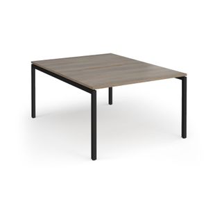 Connex Goal-Post 1200 x 1600 x 725mm Back to Back Desk (2 x 1200mm) - Black Frame / Nebraska Oak Top