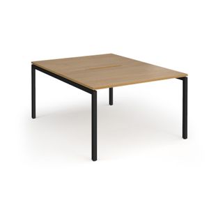 Connex Goal-Post 1200 x 1600 x 725mm Back to Back Desk (2 x 1200mm) - Black Frame / Oak Top