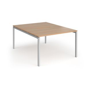 Connex Goal-Post 1200 x 1600 x 725mm Back to Back Desk (2 x 1200mm) - Silver Frame / Beech Top