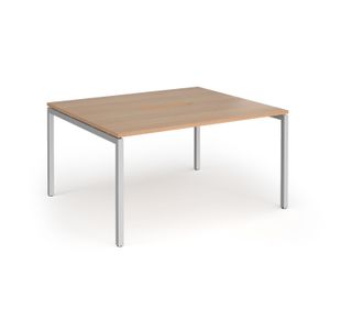 Connex Goal-Post 1400 x 1200 x 725mm Back to Back Desk (2 x 1400mm) - Silver Frame / Beech Top