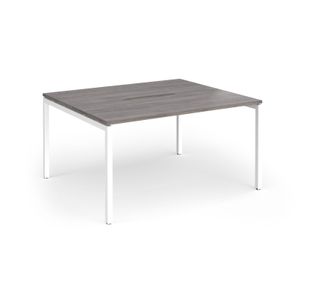 Connex Goal-Post 1400 x 1200 x 725mm Back to Back Desk (2 x 1400mm) - White Frame / Grey Oak Top