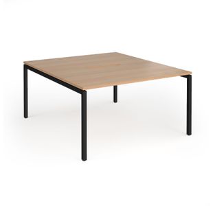Connex Goal-Post 1400 x 1600 x 725mm Back to Back Desk (2 x 1400mm) - Black Frame / Beech Top