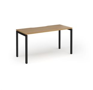 Connex Goal-Post 1400 x 600 x 725mm Single Desk - Black Frame / Oak Top