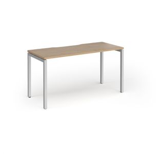Connex Goal-Post 1400 x 600 x 725mm Single Desk - Silver Frame / Kendal Oak Top