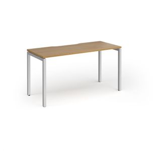 Connex Goal-Post 1400 x 600 x 725mm Single Desk - Silver Frame / Oak Top