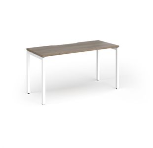 Connex Goal-Post 1400 x 600 x 725mm Single Desk - White Frame / Nebraska Oak Top