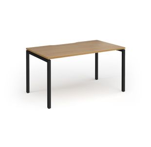 Connex Goal-Post 1400 x 800 x 725mm Single Desk - Black Frame / Oak Top