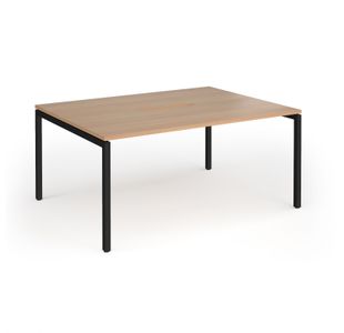 Connex Goal-Post 1600 x 1200 x 725mm Back to Back Desk (2 x 1600mm) - Black Frame / Beech Top