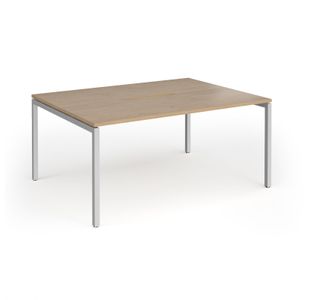 Connex Goal-Post 1600 x 1200 x 725mm Back to Back Desk (2 x 1600mm) - Silver Frame / Kendal Oak Top