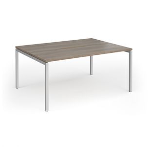 Connex Goal-Post 1600 x 1200 x 725mm Back to Back Desk (2 x 1600mm) - Silver Frame / Nebraska Oak Top