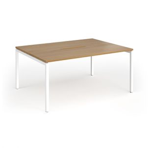 Connex Goal-Post 1600 x 1200 x 725mm Back to Back Desk (2 x 1600mm) - White Frame / Oak Top