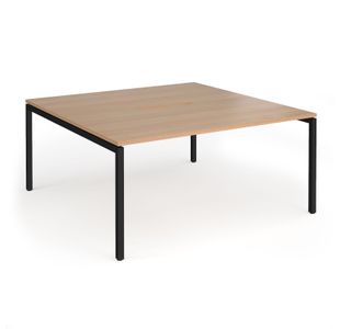 Connex Goal-Post 1600 x 1600 x 725mm Back to Back Desk (2 x 1600mm) - Black Frame / Beech Top