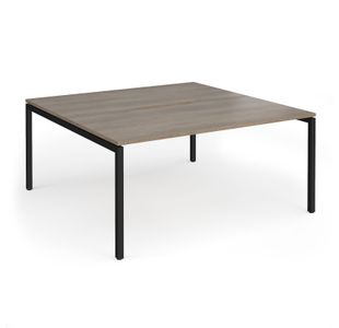 Connex Goal-Post 1600 x 1600 x 725mm Back to Back Desk (2 x 1600mm) - Black Frame / Nebraska Oak Top