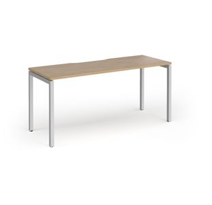 Connex Goal-Post 1600 x 600 x 725mm Single Desk - Silver Frame / Kendal Oak Top