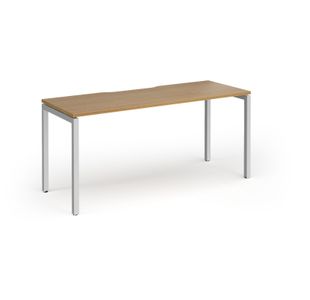 Connex Goal-Post 1600 x 600 x 725mm Single Desk - Silver Frame / Oak Top