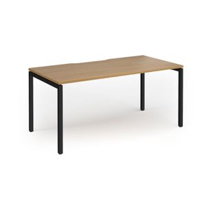 Connex Goal-Post 1600 x 800 x 725mm Single Desk - Black Frame / Oak Top