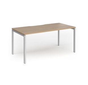 Connex Goal-Post 1600 x 800 x 725mm Single Desk - Silver Frame / Kendal Oak Top