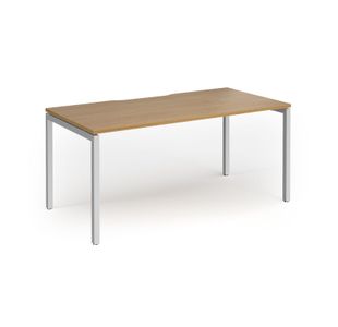 Connex Goal-Post 1600 x 800 x 725mm Single Desk - Silver Frame / Oak Top
