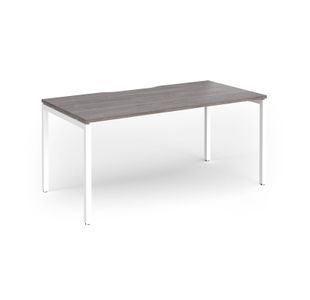 Connex Goal-Post 1600 x 800 x 725mm Single Desk - White Frame / Grey Oak Top
