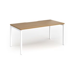 Connex Goal-Post 1600 x 800 x 725mm Single Desk - White Frame / Oak Top