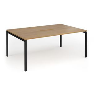 Connex Goal-Post 1800 x 1200 x 725mm Back to Back Desk (2 x 1800mm) - Black Frame / Oak Top