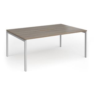 Connex Goal-Post 1800 x 1200 x 725mm Back to Back Desk (2 x 1800mm) - Silver Frame / Nebraska Oak Top
