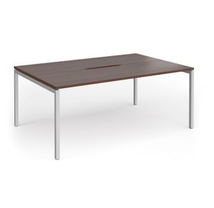 Connex Goal-Post 1800 x 1200 x 725mm Back to Back Desk (2 x 1800mm) - Silver Frame / Walnut Top