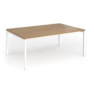 Connex Goal-Post 1800 x 1200 x 725mm Back to Back Desk (2 x 1800mm) - White Frame / Oak Top